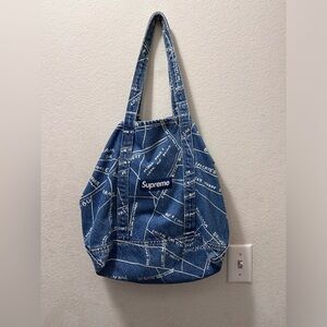 Supreme Blue Denim Tote Bag